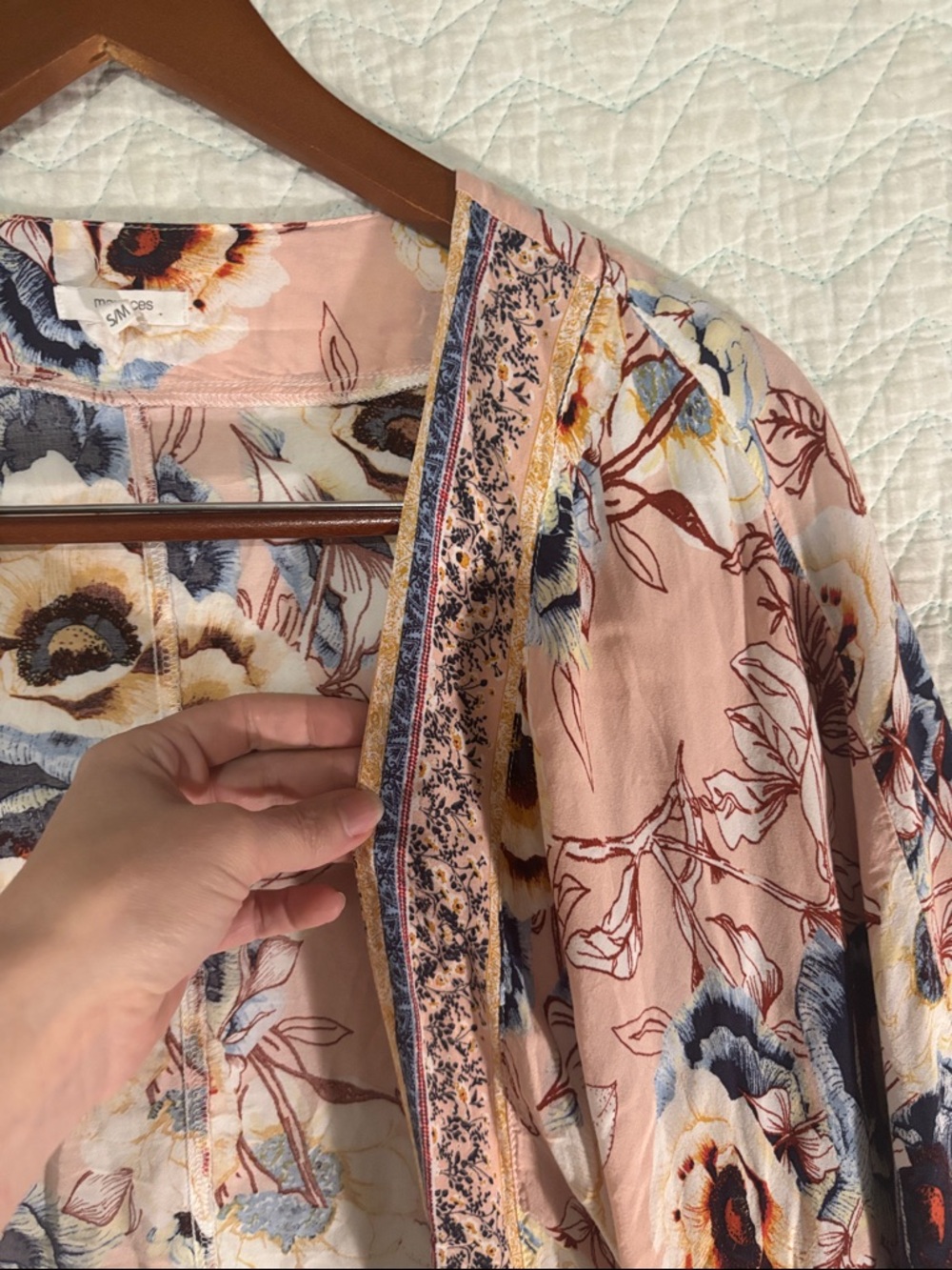 Maurices Blush Pink Floral Open Kimono - Picture 3 of 9